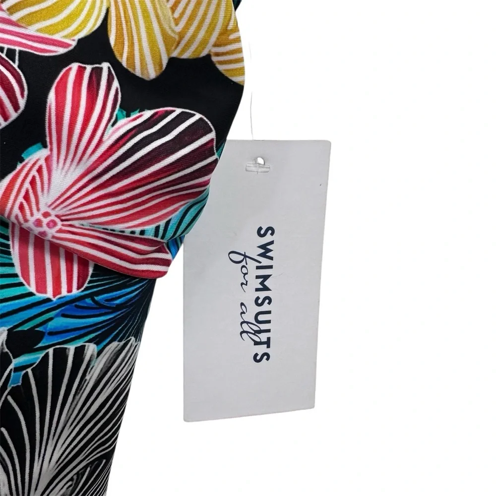Swimsuits For All Sarong Front Vibrant Floral One Piece